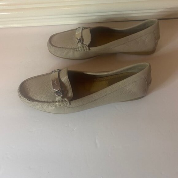 Coach Women's Loafer Olive A7751 Saddle Tan Pebble Leather Flat Shoes  Size 9 - Picture 6 of 8